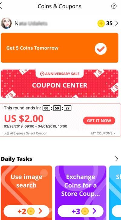 Anniversary coins and coupons 