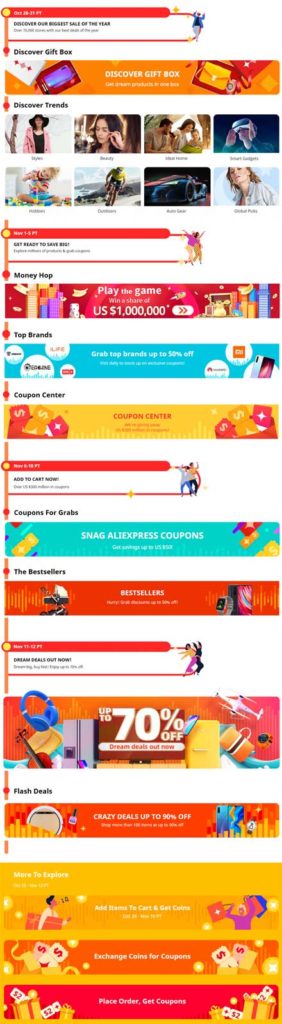 GLOBAL SHOPPING FESTIVAL big discounts aliexpress 11 11