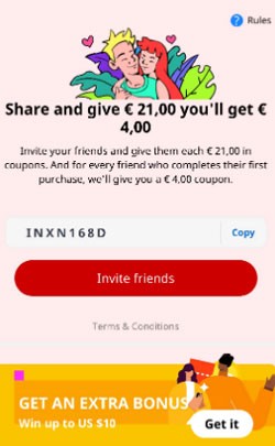 Share and give € 21,00 you'll get €4,00