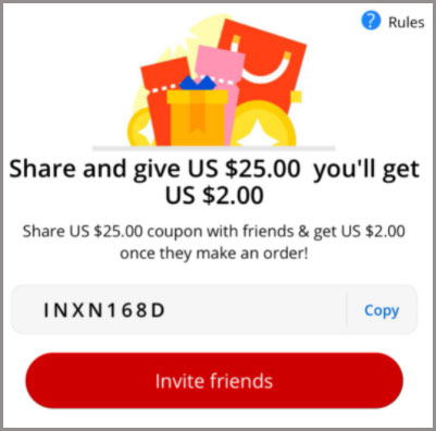 Invite a friend on AliExpress