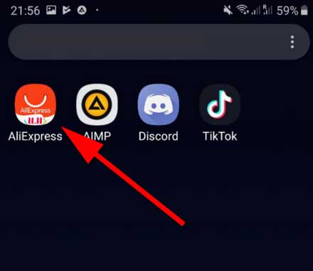 Tap the AliExpress App on your device