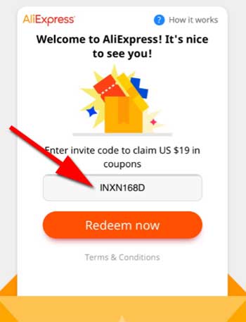 How to get the invite code and free coupon on Aliexpress