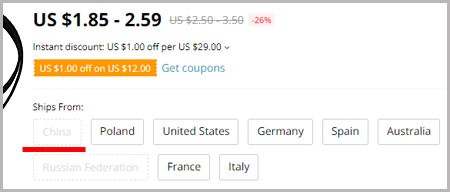 During the Corona Virus outbreak period, a lot of sellers have the “China” button inactive.