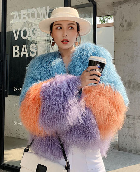 Real Lamb Fur Women Coats 2019 Winter Fashion Natural Mongolian Fur Outwear Fur Warm Full Sleeve Jacket