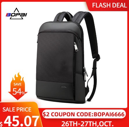 Slim Laptop Backpack Men 15.6 Inch Office Work Women Backpack Business Bag Unisex Black Ultralight Backpack Thin Back Pack