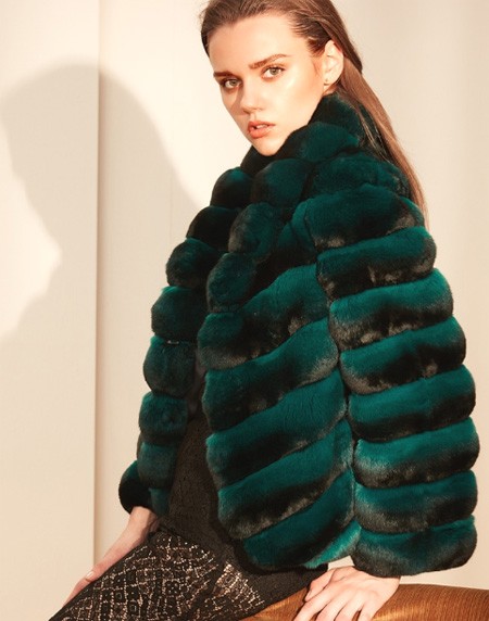 Custom Made Green Chinchilla Short Coat for Women