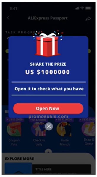 11.11 AliExpress Game Passport Share the prize US $ 1000000