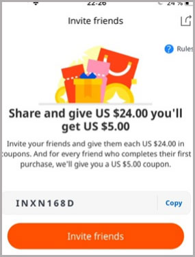 Share and give US $24.00 you'll get US $5.00 Aliexpress