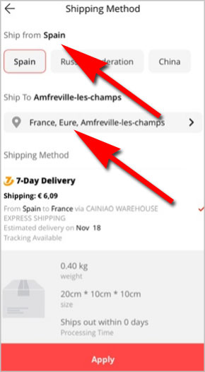 AliExpress Shipping Metod