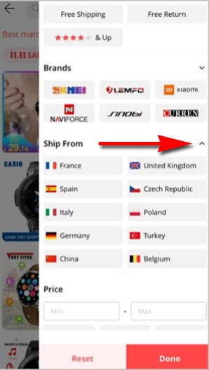 Mobile app Ship from Europe