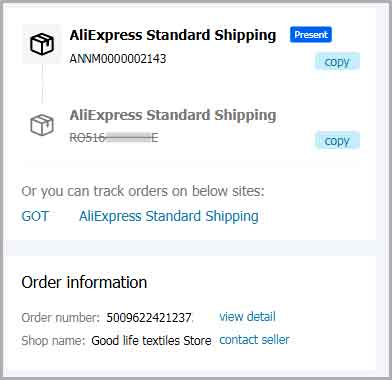 shipping tracking number change aliexpress