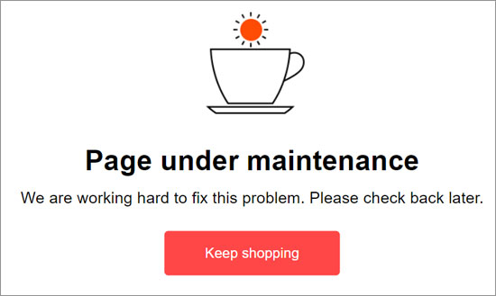 AliExpress Page under maintenance