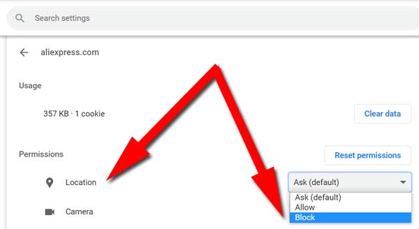 Block Aliexpress from accessing your location