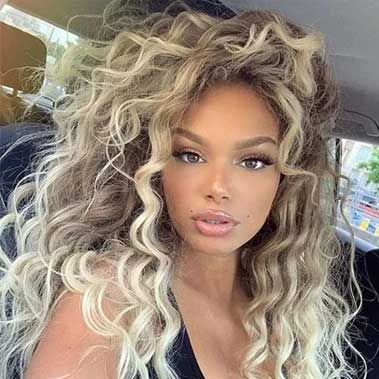 Synthetic Women's Wig Long Hair Ash Blonde Curly Wig