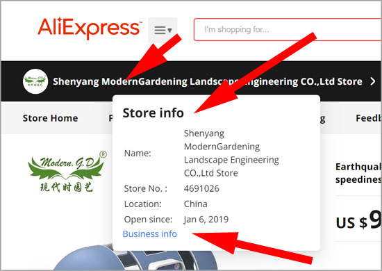 Aliexpress home Store Info