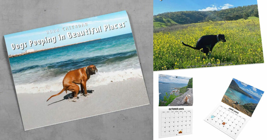 2024 Calendar: Dogs Pooping in Beautiful Places
