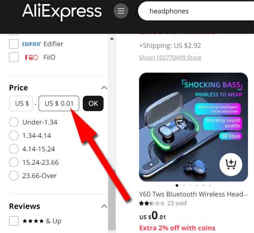 0.01 dollars Items from AliExpress