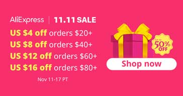 Discount AliExpress 11.11 Sale Items + $4 off $20 Promo
