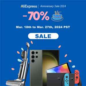 Save up to 70% on AliExpress Anniversary Sale 2024.
